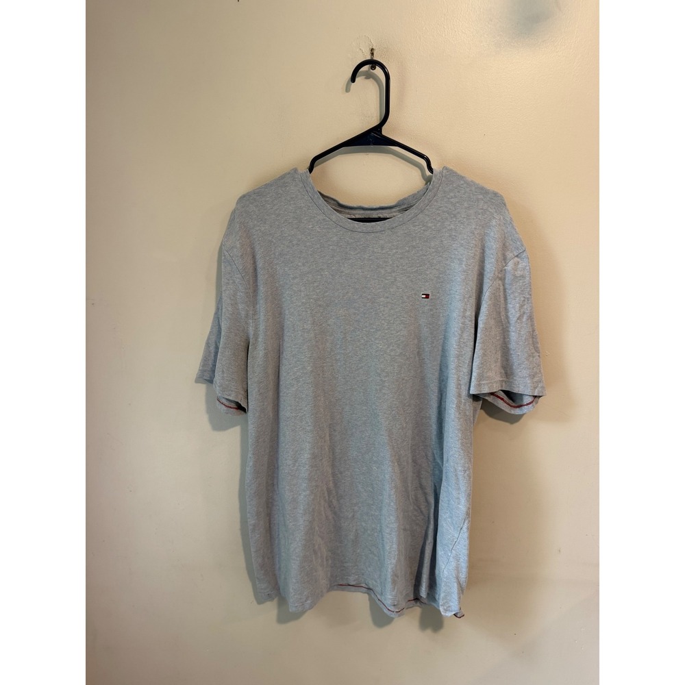 Tommy Hilfiger Womens XL Gray Cotton Blend Short Sleeve Crew Neck T-Shirt Logo